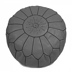 Pouf - Marocain en cuir (Gris)
