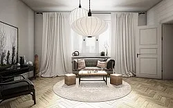 Tapis rond - Santi (beige/blanc)