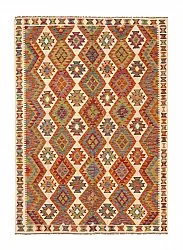 Authentique tapis d'Orient kilim fait main 219x320 beige et marron