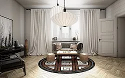 Tapis rond - Milos (noir/blanc)