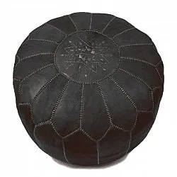 Pouf - Marocain en cuir (Noir)
