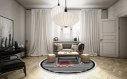 Tapis rond - Develi (noir/blanc)