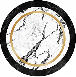 Tapis rond - Avola (noir/blanc/doré)