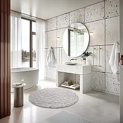 Tapis de salle de bain rond - Bevin (gris clair)