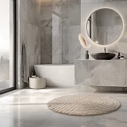 Tapis de salle de bain rond - Embla (beige)