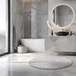 Tapis de salle de bain rond - Embla (gris clair)