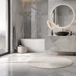 Tapis de salle de bain rond - Embla (blanc cassé)