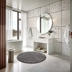 Tapis de salle de bain rond - Evena (gris foncé)