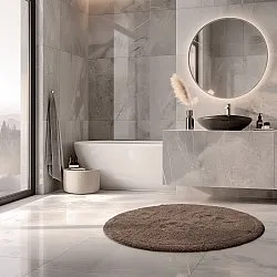 Tapis de salle de bain rond - Gertie (marron)