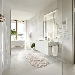 Tapis de salle de bain ovale - Tressa (blanc cassé)