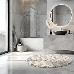 Tapis de salle de bain rond - Tressa (blanc cassé)