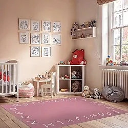 Tapis enfant - Bordure alphabétique (rose)