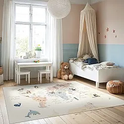 Tapis enfant - Carte des animaux (beige)
