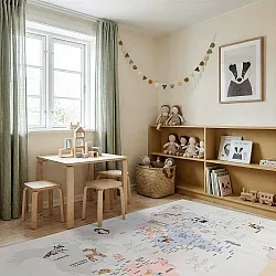 Tapis enfant - Carte des animaux (beige)