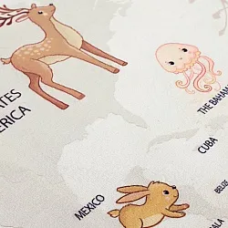 Tapis enfant - Carte des animaux (beige)