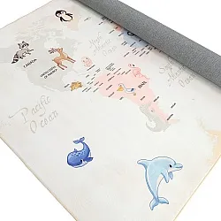 Tapis enfant - Carte des animaux (beige)