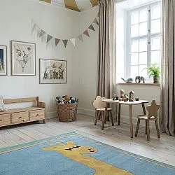 Tapis Enfant - Giraffe Hand Tufted Wool Premium (bleu clair/multicolore)
