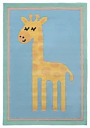 Tapis Enfant - Giraffe Hand Tufted Wool Premium (bleu clair/multicolore)