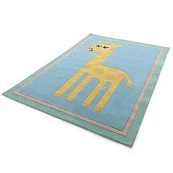 Tapis Enfant - Giraffe Hand Tufted Wool Premium (bleu clair/multicolore)