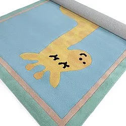Tapis Enfant - Giraffe Hand Tufted Wool Premium (bleu clair/multicolore)