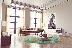 Tapis rond - Molina (bleu)