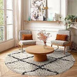 Tapis rond - Alcott Natural Cotton Shaggy (noir/blanc)