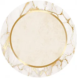 Tapis rond - Cerasia (beige/blanc/doré)