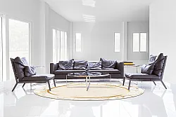 Tapis rond - Cerasia (beige/blanc/doré)