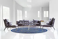 Tapis rond - Vinadio (bleu/doré)