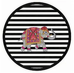 Tapis rond - Develi (noir/blanc)
