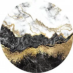 Tapis rond - Padova (noir/blanc/doré)