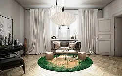 Tapis rond - Positano (beige/vert)
