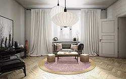 Tapis rond - Roges (rose/doré)