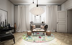 Tapis rond - Satriano (gris/multi)