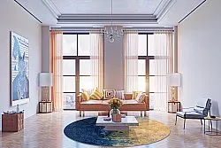 Tapis rond - Sindia (beige/bleu)