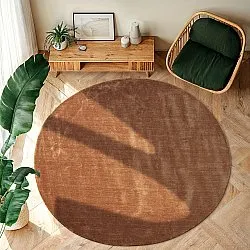 Tapis rond - PET recyclé avec aspect viscose (marron)