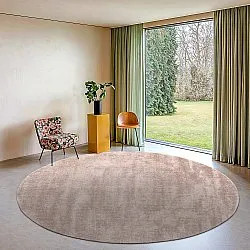 Tapis rond - PET recyclé avec aspect viscose (marron clair)
