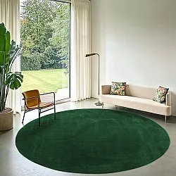 Tapis rond - PET recyclé avec aspect viscose (vert)