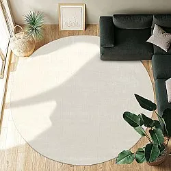 Tapis rond - PET recyclé avec aspect viscose (blanc cassé)