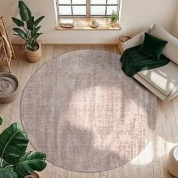 Tapis rond - PET recyclé avec aspect viscose (marron clair)