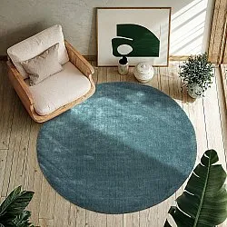 Tapis rond - PET recyclé avec aspect viscose (bleu acier)