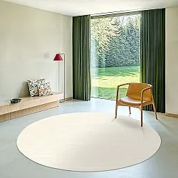 Tapis rond - PET recyclé avec aspect viscose (blanc cassé)
