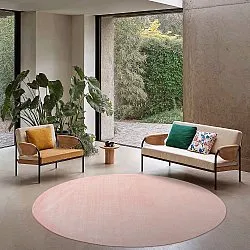 Tapis rond - PET recyclé avec aspect viscose (rose)