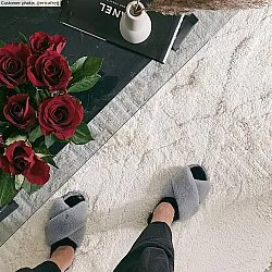 Tapis à poils longs - Rostock (blanc cassé)