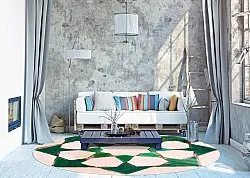 Tapis rond - Chia (vert/beige)