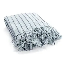 Couvertures - Rumi stripe cotton throw (bleu clair/marine/crème)