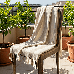 Plaids - Plaid en mélange de laine - Beatriz Stripe (beige/blanc)