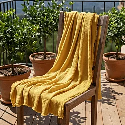 Plaids - Plaid en mousseline - Dorena (jaune moutarde)