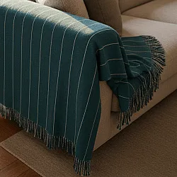 Plaids - Plaid en coton - Martina Stripe (bleu/blanc)