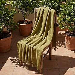 Plaids - Plaid en coton - Martina Stripe (vert/blanc)